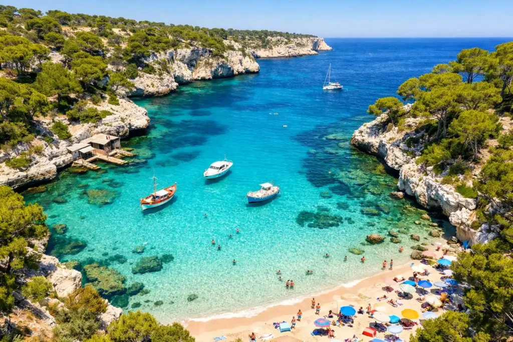 Pauschalreise Spanien – einsame Cala auf Mallorca mit türkisblauem Wasser