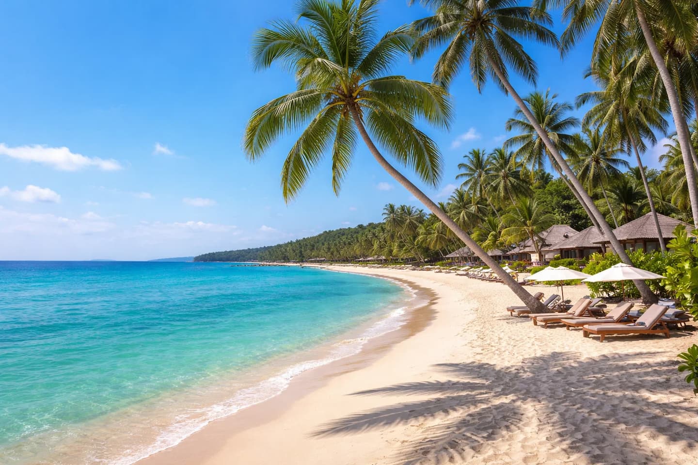 Pauschalreise Thailand Koh Samui – Chaweng Beach mit Palmen und türkisem Golf von Thailand