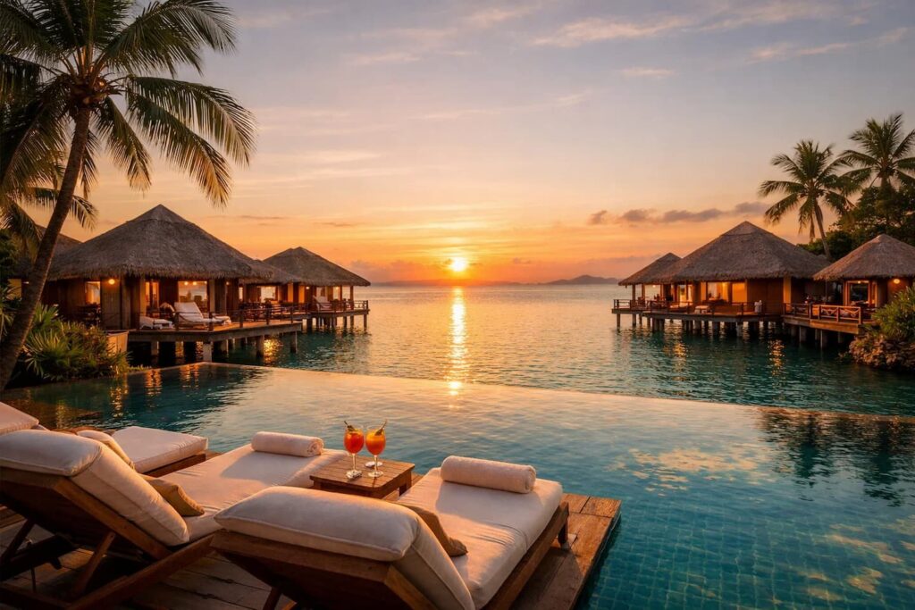 Pauschalreise Thailand – Luxusresort auf Koh Samui mit Infinity Pool und Palmen