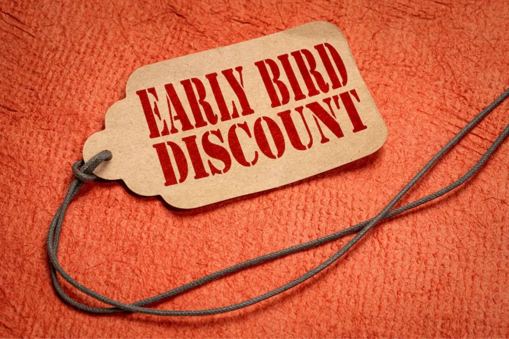 Pauschalreisen Preisvergleich - Schild Early Bird Discount